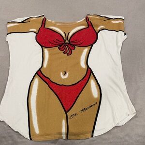 St. Thomas Women's Red and Tan Swim Coverup